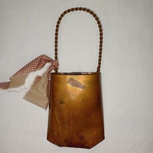 Vintage Handcrafted Copper Wall Pocket Primitive Rustic Farmhouse Decor